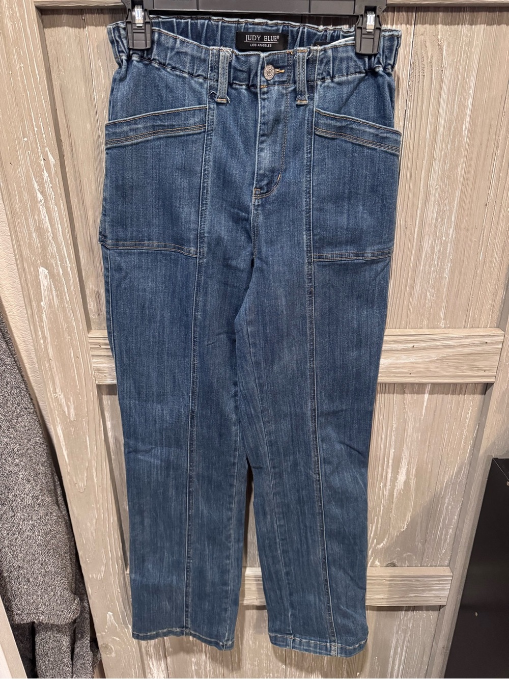 Judy Blue Men's Dark Blue Straight Jeans with Front Patch Pockets